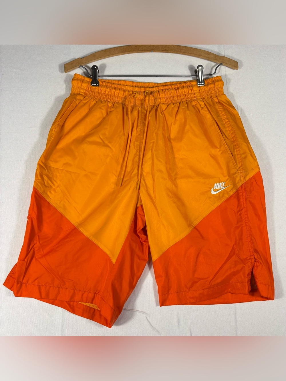 Nike Men's Small Sportswear Windrunner Orange Colorblock Track Shorts